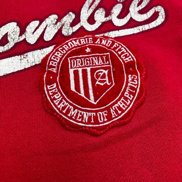 VTG Y2K Abercrombie and Fitch Hoodie Sweatshirt Sz Sm Red Distressed Streetwear - Picture 6 of 9